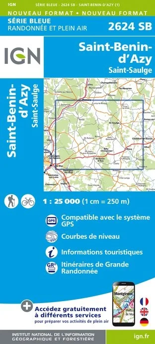 Carte Randonnée Saint-Benin-d'Azy / Saint Saulge | Série Bleue IGN