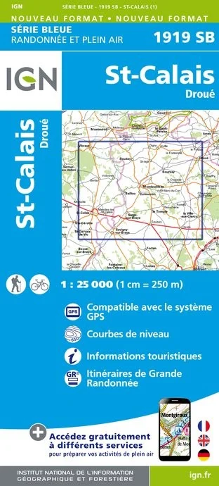 Carte Randonnée Saint Calais / Droué | Série Bleue IGN