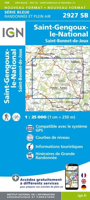 Carte Randonnée Saint-Gengoux-le-National / Saint-Bonnet-de-Joux | Série Bleue IGN