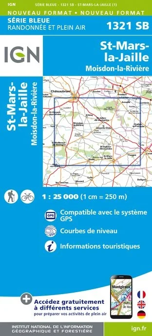 Carte Randonnée Saint-Mars-la-Jaille / Moisdon la Rivière | Série Bleue IGN