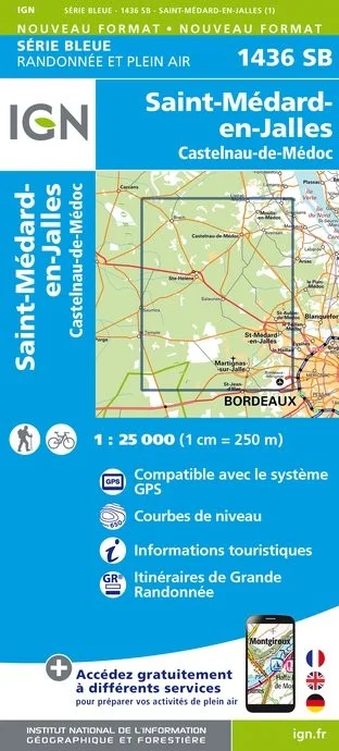 Carte Randonnée Saint Médard en Jalles / Castelnau de Médoc
St-Laurent-et-Benon | Série Bleue IGN — recto