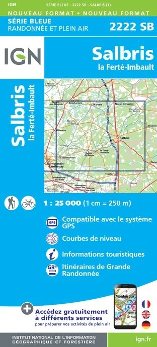 Carte Randonnée Salbris / La Ferté Imbault | Série Bleue IGN