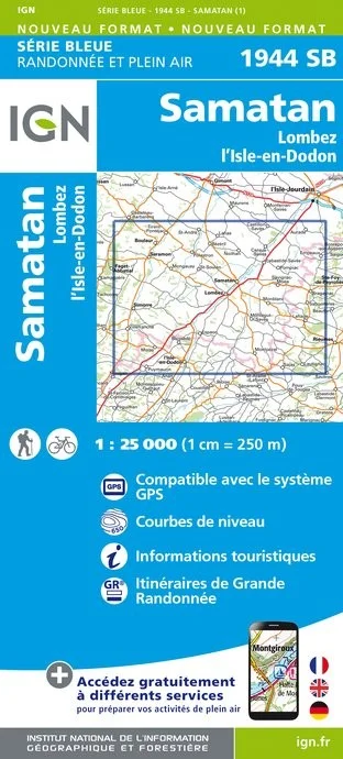 Carte Randonnée Samatan / Lombez / l'Isle en Dodon | Série Bleue IGN