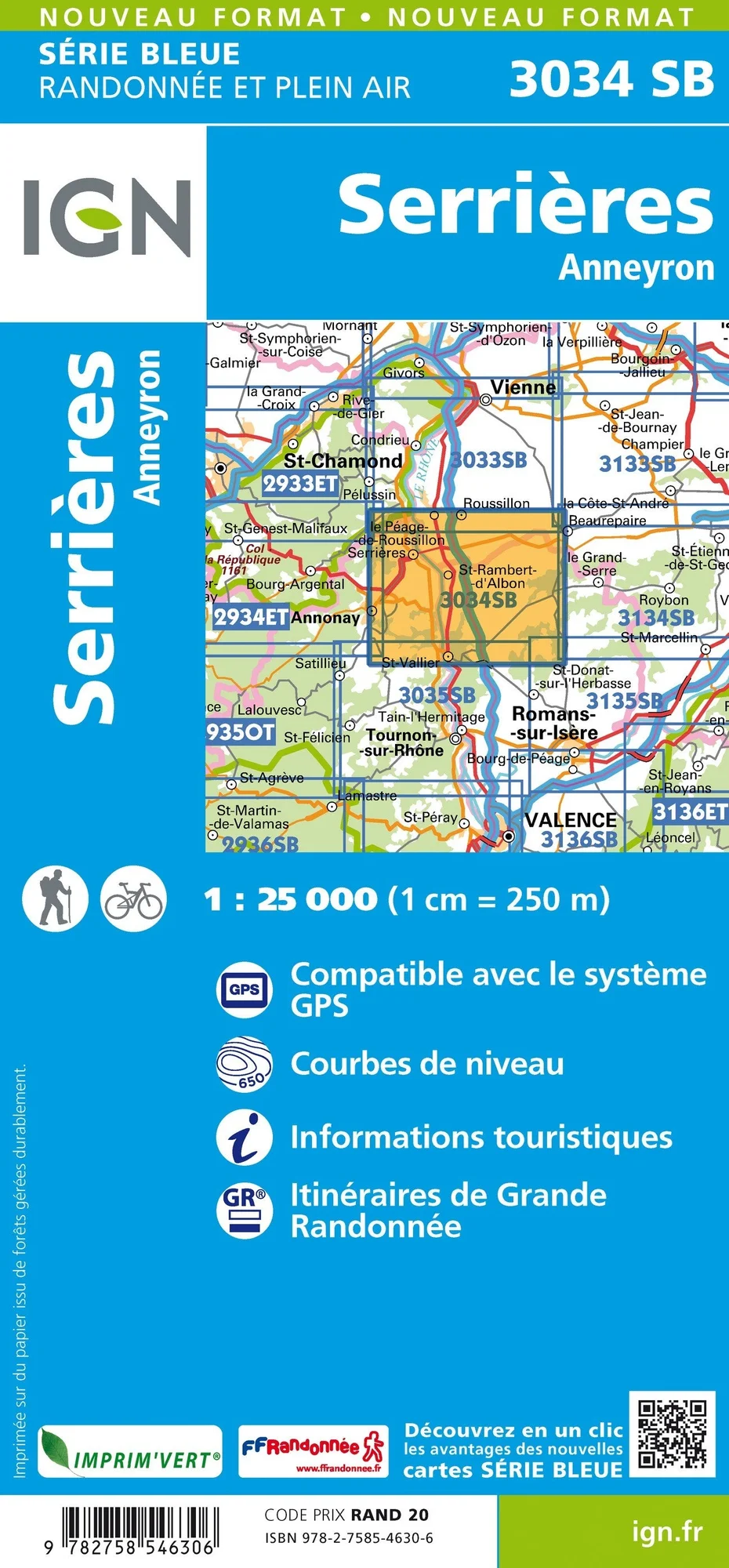 Carte Randonnée Serrières / Anneyron | Série Bleue IGN