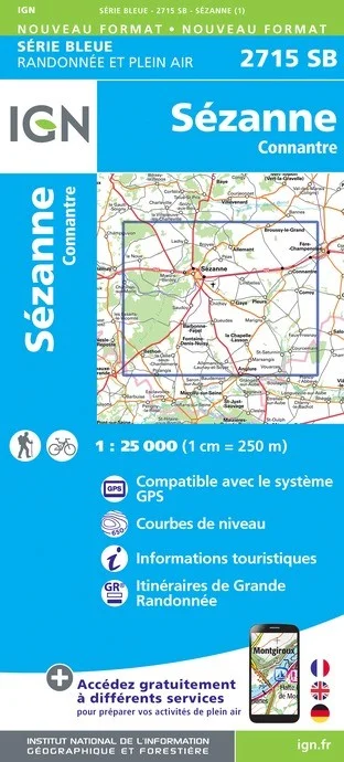 Carte Randonnée Sézanne / Connantre | Série Bleue IGN