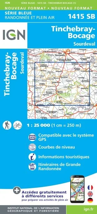 Carte Randonnée Sourdeval / Mortain / Tinchebray | Série Bleue IGN