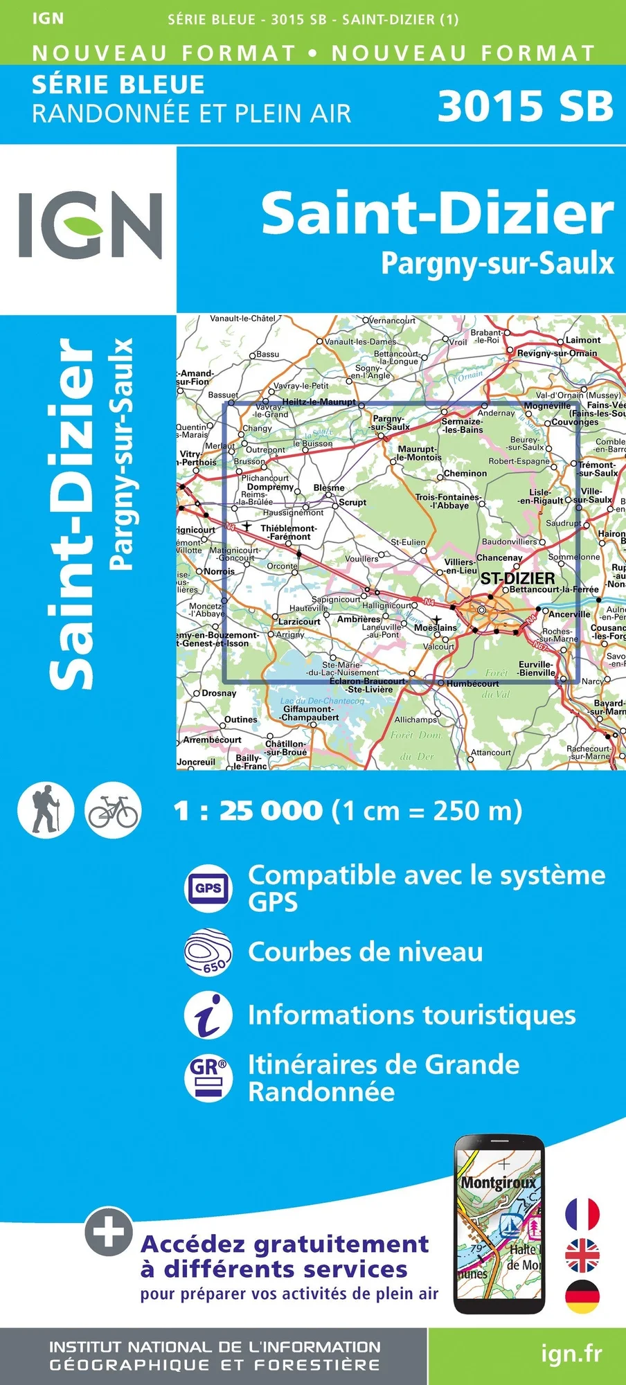 Carte Randonnée St-Dizier / Pargny-sur-Saulx | Série Bleue IGN