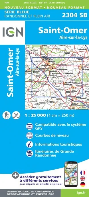 Carte Randonnée St-Omer / Aire-sur-la-Lys | Série Bleue IGN