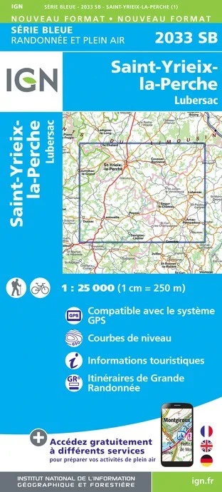 Carte Randonnée St-Yrieix-le-Perche / Lubersac | Série Bleue IGN