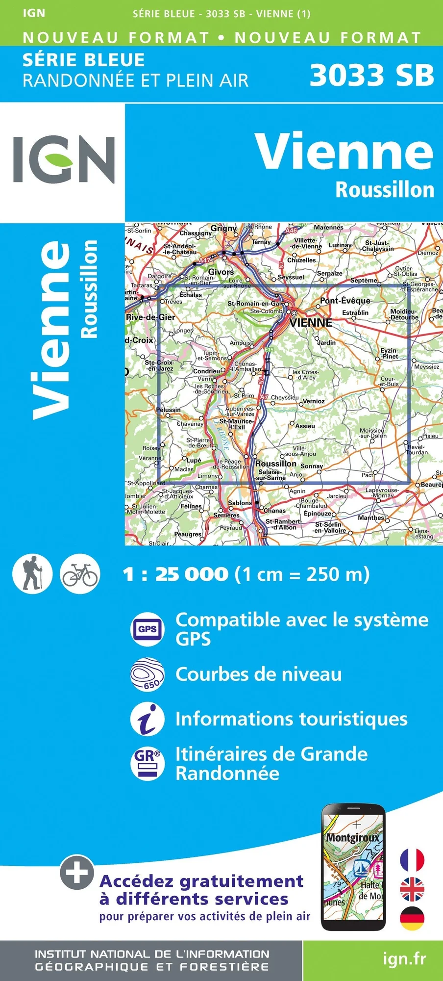 Carte Randonnée Vienne / Roussillon | Série Bleue IGN
