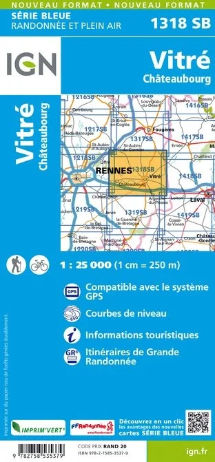 Carte Randonnée Vitré / Châteaubourg | Série Bleue IGN