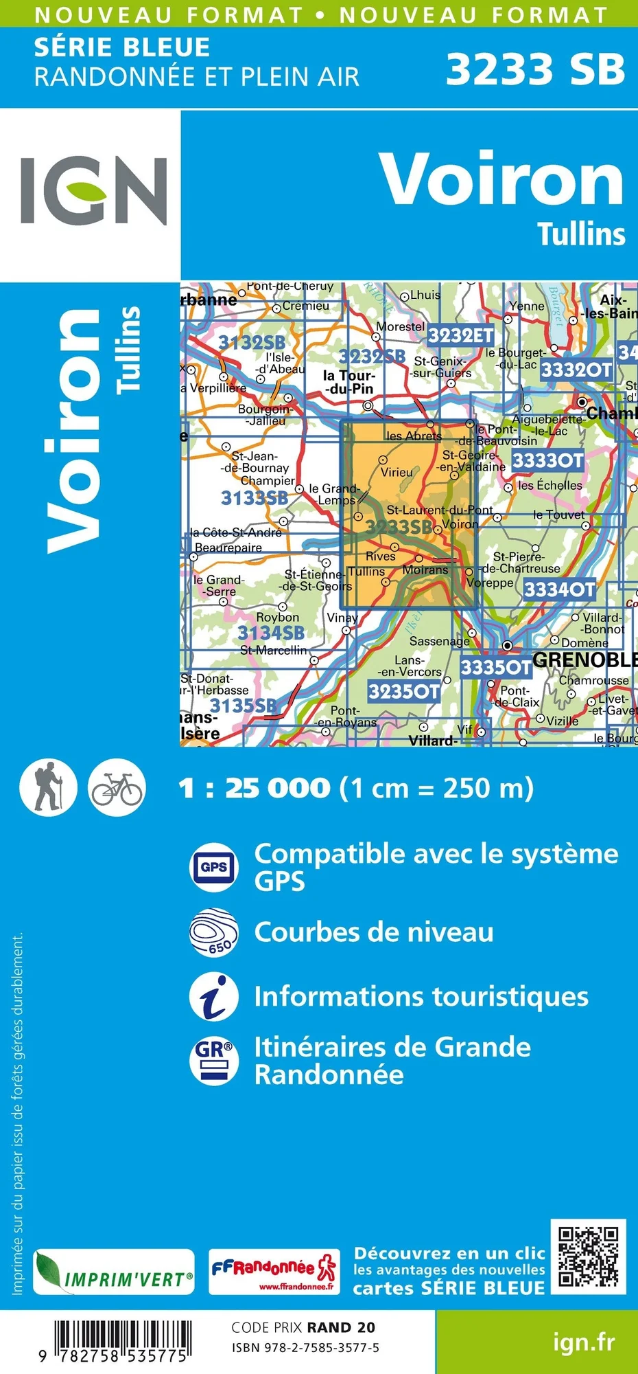 Carte Randonnée Voiron / Tullins | Série Bleue IGN