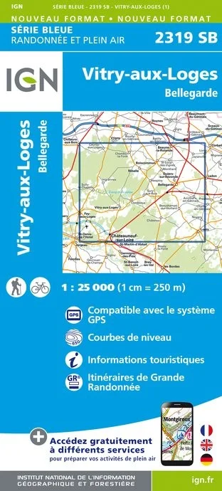 Carte Randonnée Vtry-aux-Loges / Bellegarde | Série Bleue IGN