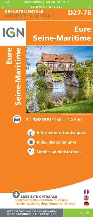 Carte Routière IGN D721320 - D27-76 Eure Seine-Maritime