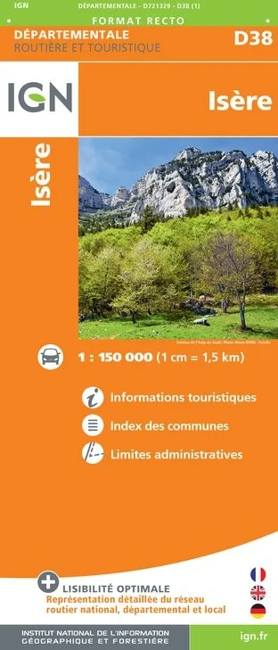 Carte Routière IGN D721329 - D38 Isère