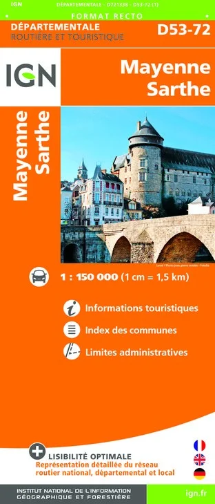 Carte Routière IGN D721338 - D53-72 Mayenne Sarthe