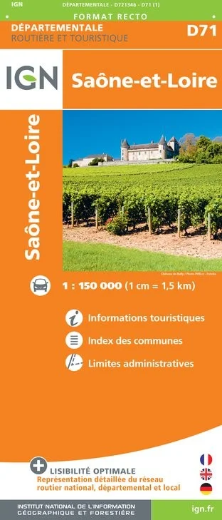 Carte Routière IGN D721346 - D71 Saône-Et-Loire