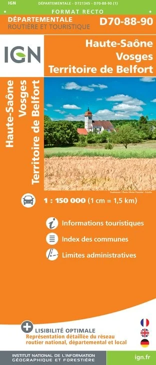 Carte Routière IGN - Haute-Saône Vosges Territoire De Belfort