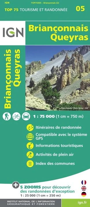 Carte Tourisme Briançonnais Queyras IGN Top 75