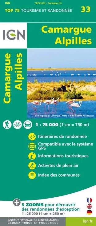 Carte Tourisme Camargue, Alpilles IGN Top 75
