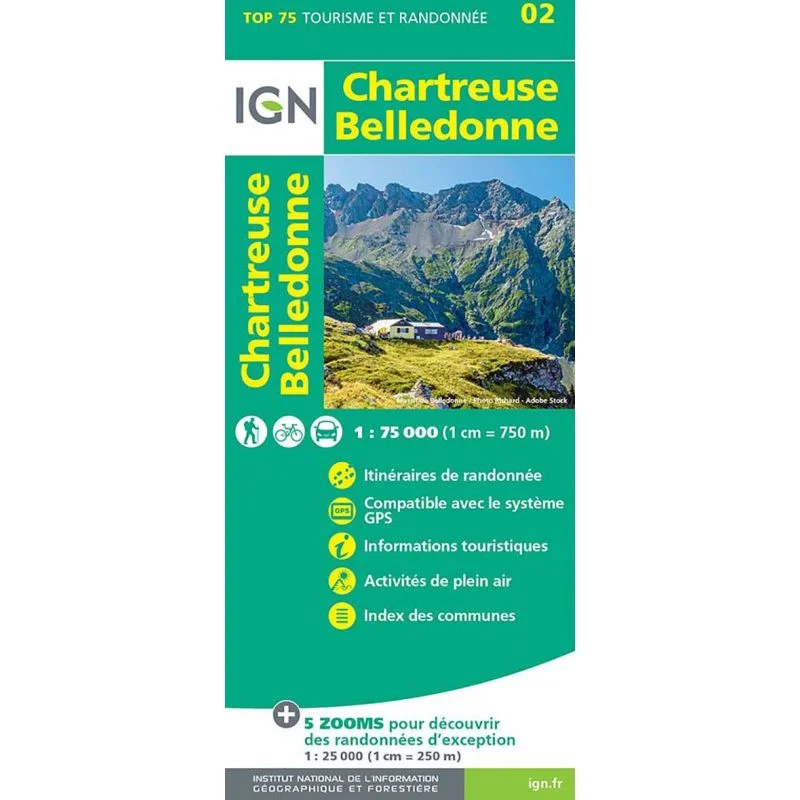 Carte Tourisme Chartreuse Belledonne IGN Top 75