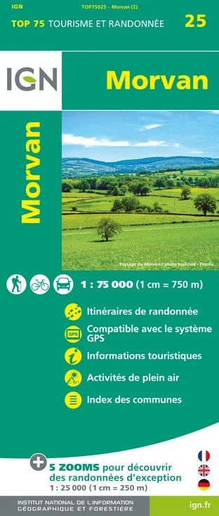 Carte Tourisme Morvan IGN Top 75