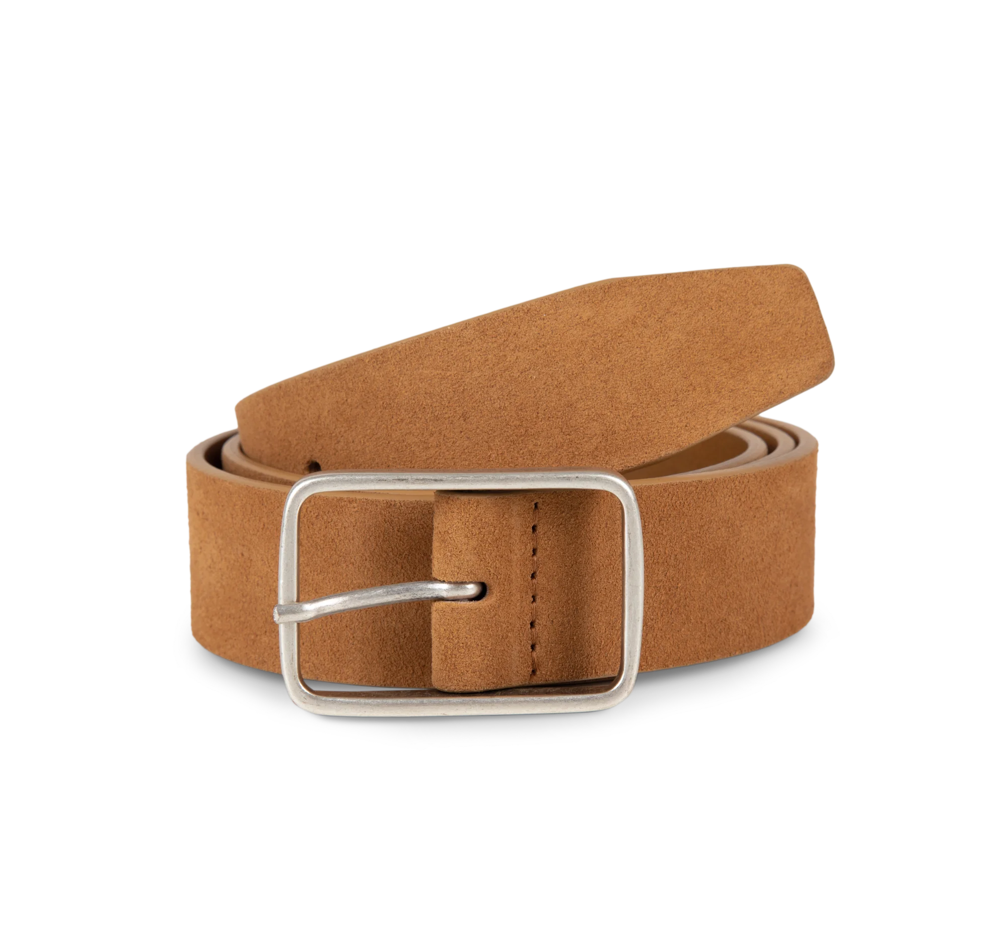 Ceinture cuir  velours homme — Cognac