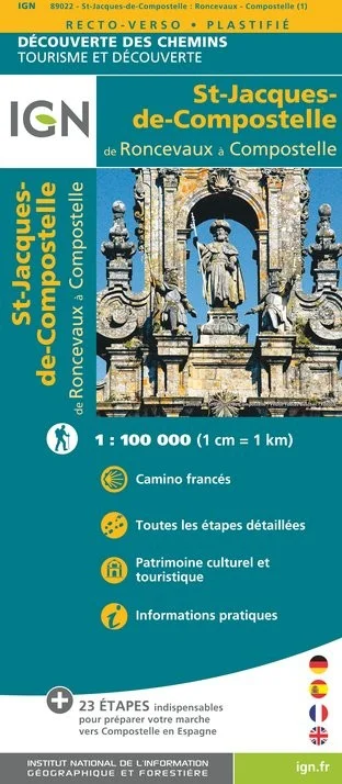 GR65-3 | Carte Randonnée Chemin de St Jacques. Roncevaux à Compostelle IGN — recto