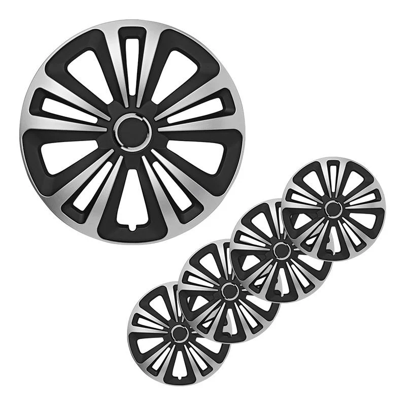 Jeu d'enjoliveurs de roues Terra argent/noir 14 pouces 4 pièces en boîte vitrine