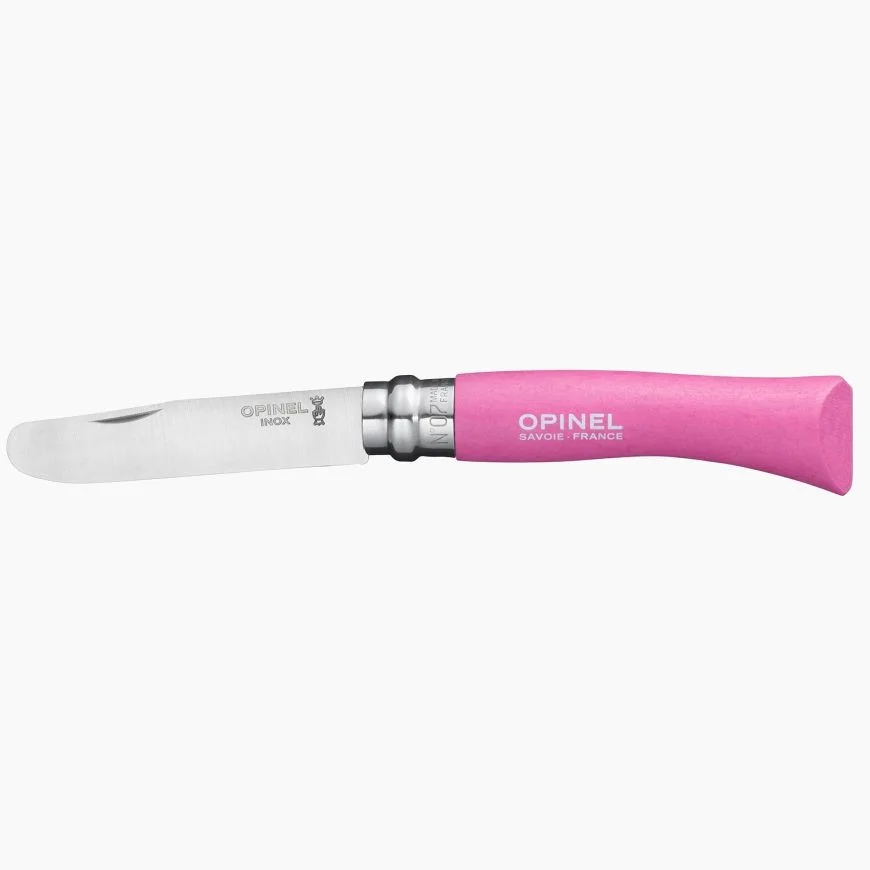 Opinel pour fille - Manche rose fuchsia - Lame à bout rond — vue 1