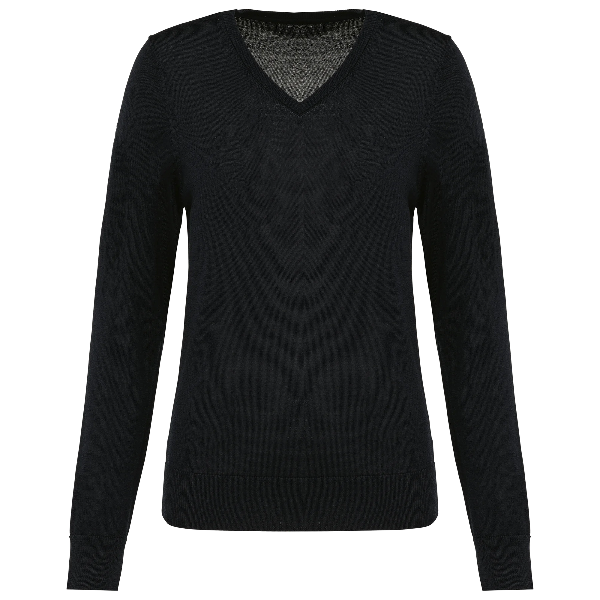 Pull Mérinos col V femme — Black