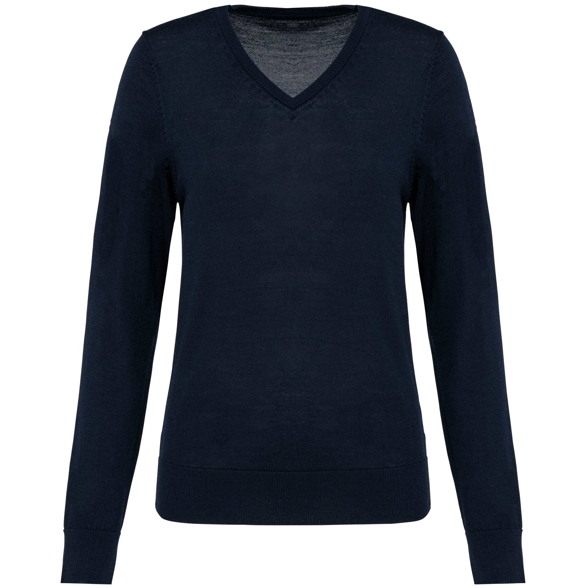 Pull Mérinos col V femme — Deep Navy