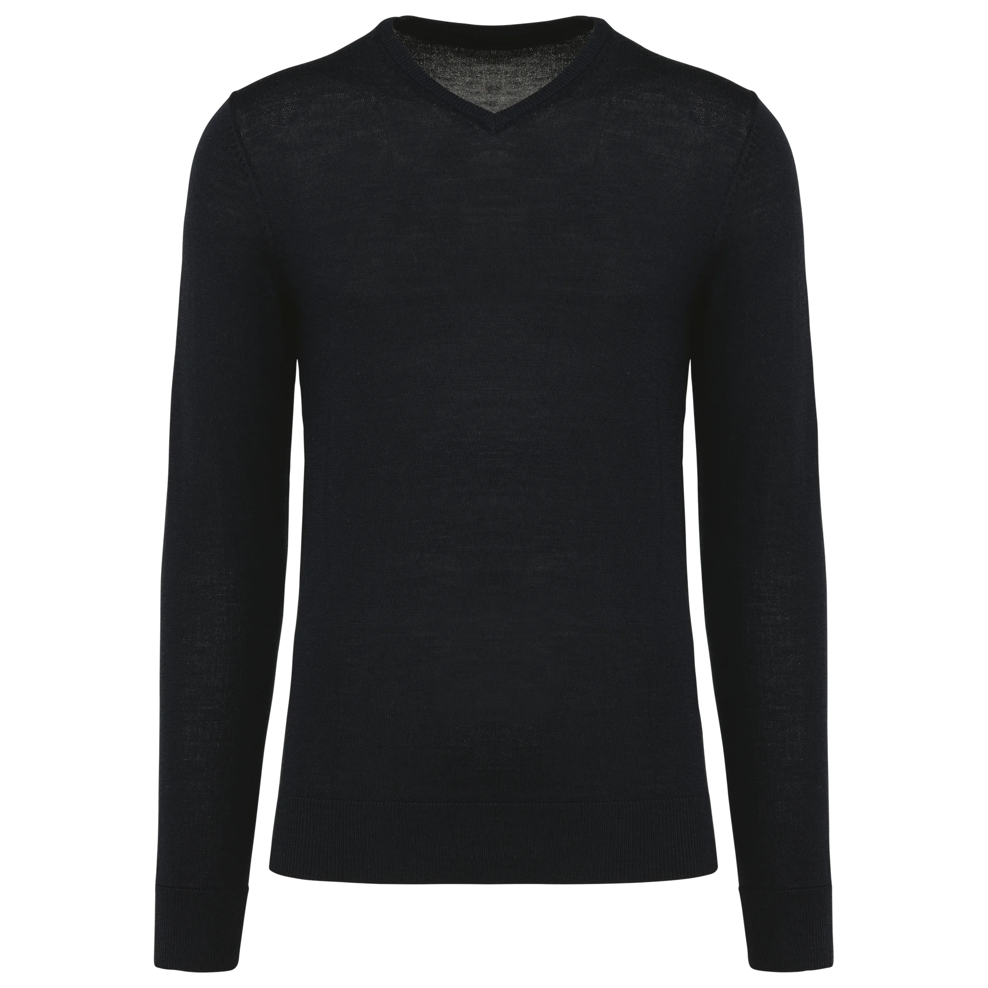 Pull Mérinos col V homme — Black