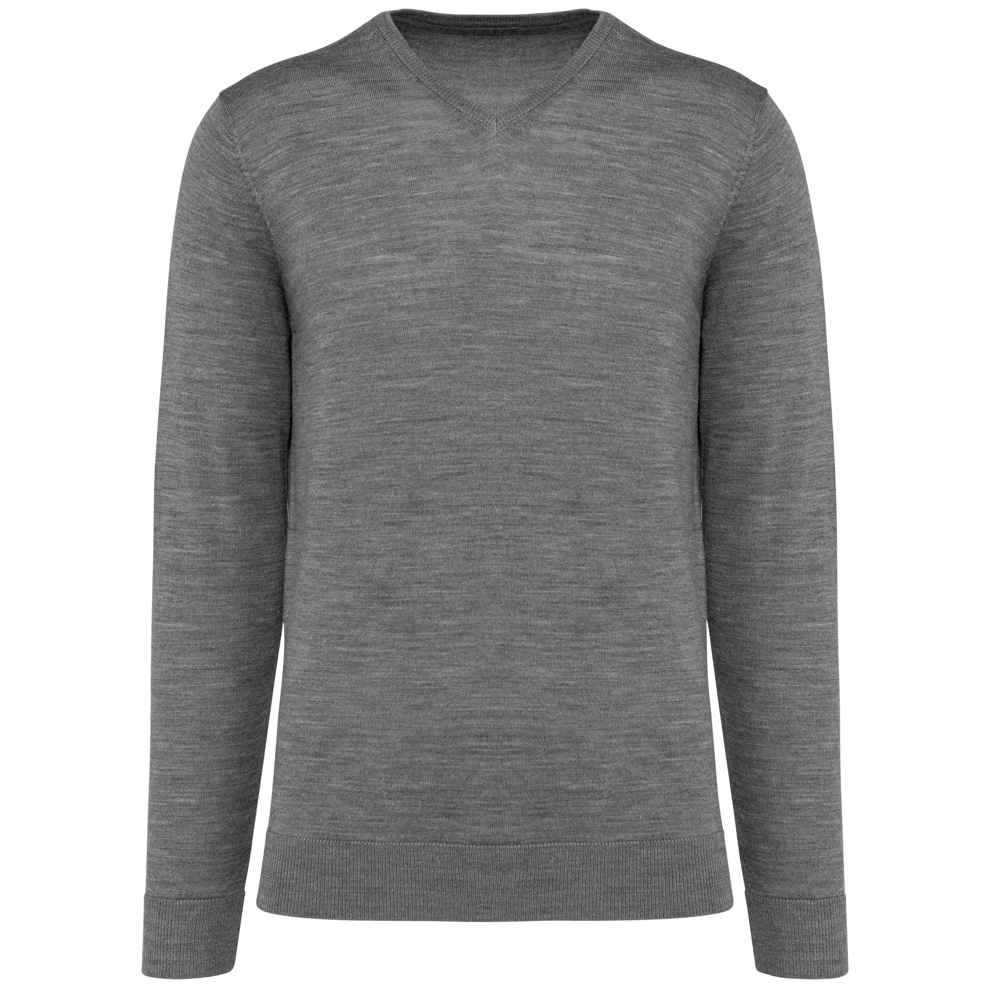 Pull Mérinos col V homme — Grey Heather