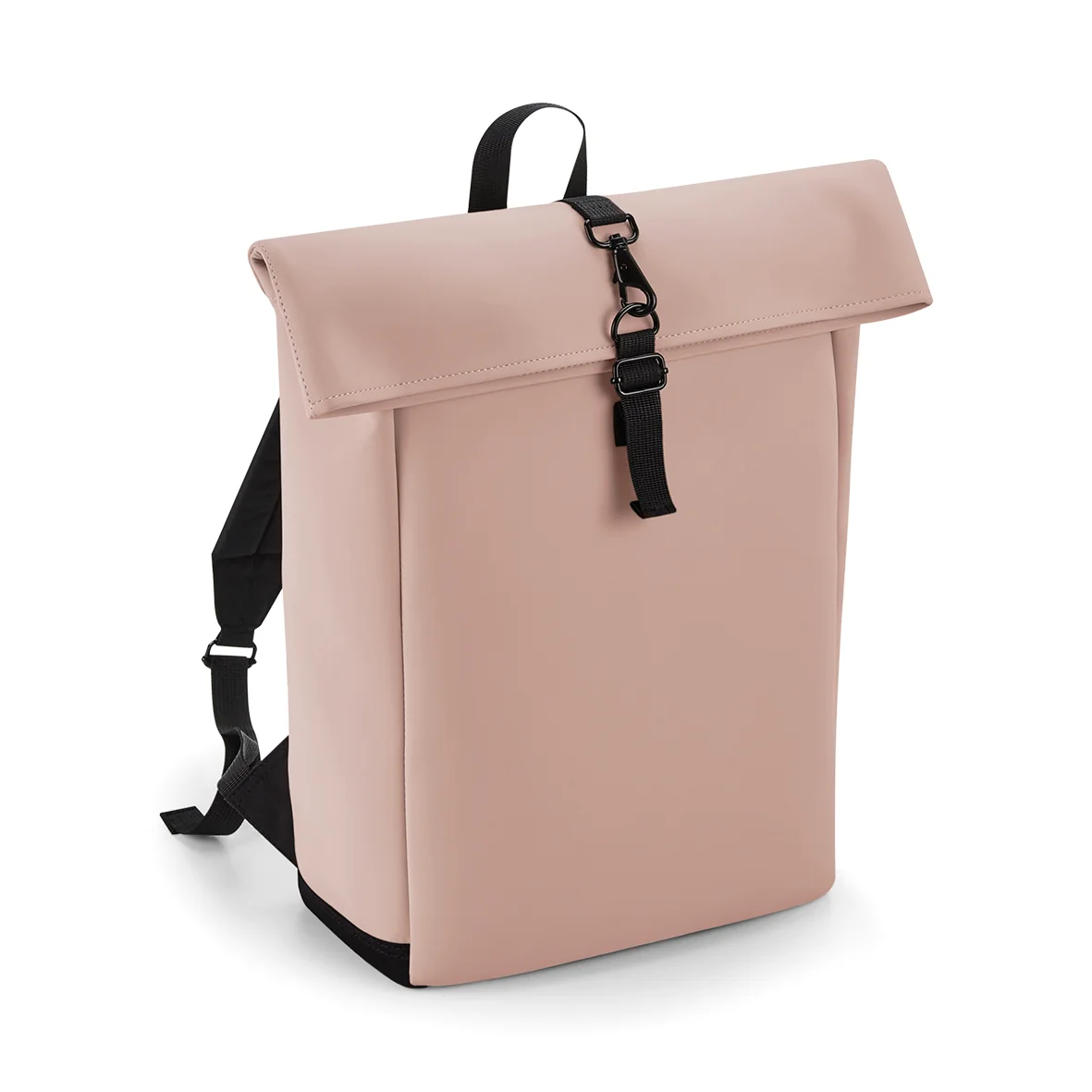Sac à dos avec rabat roll-top en polyuréthane mat — Nude Pink