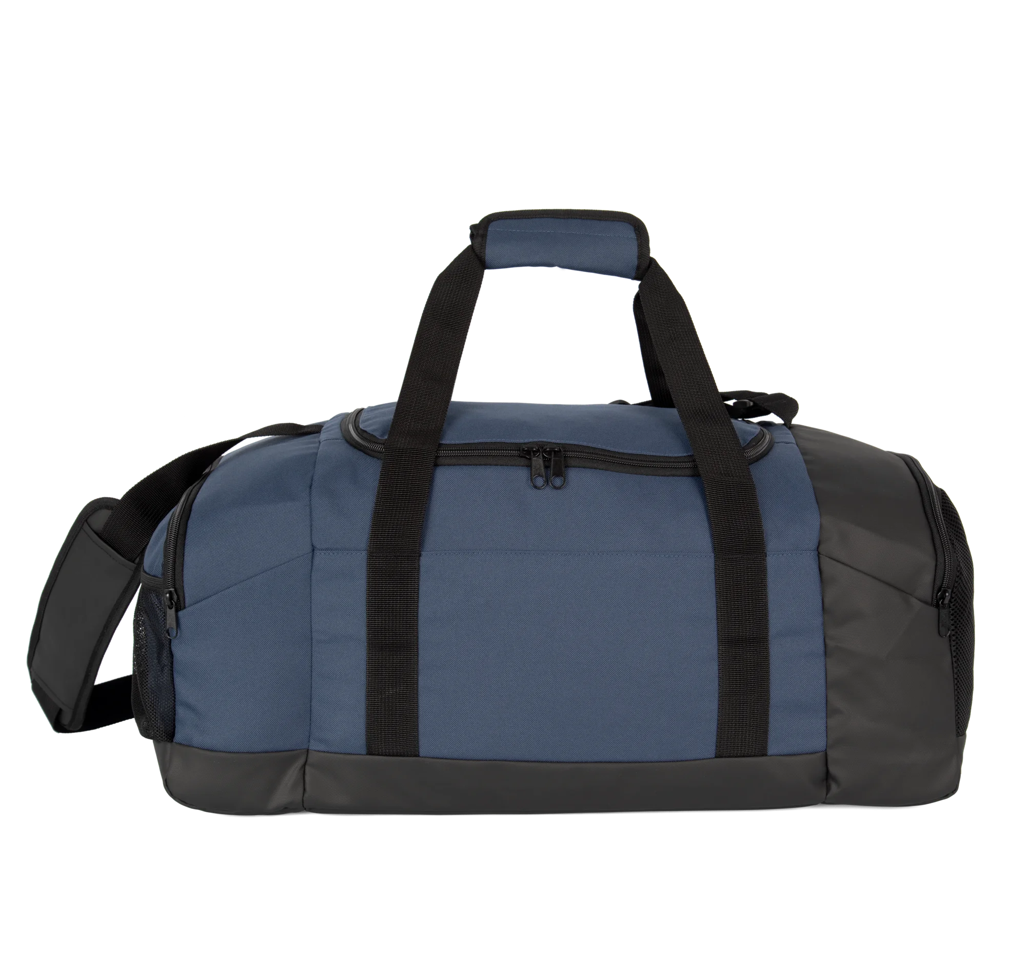 Sac de sport recyclé avec double compartiment latéral — Deep Blue / Black