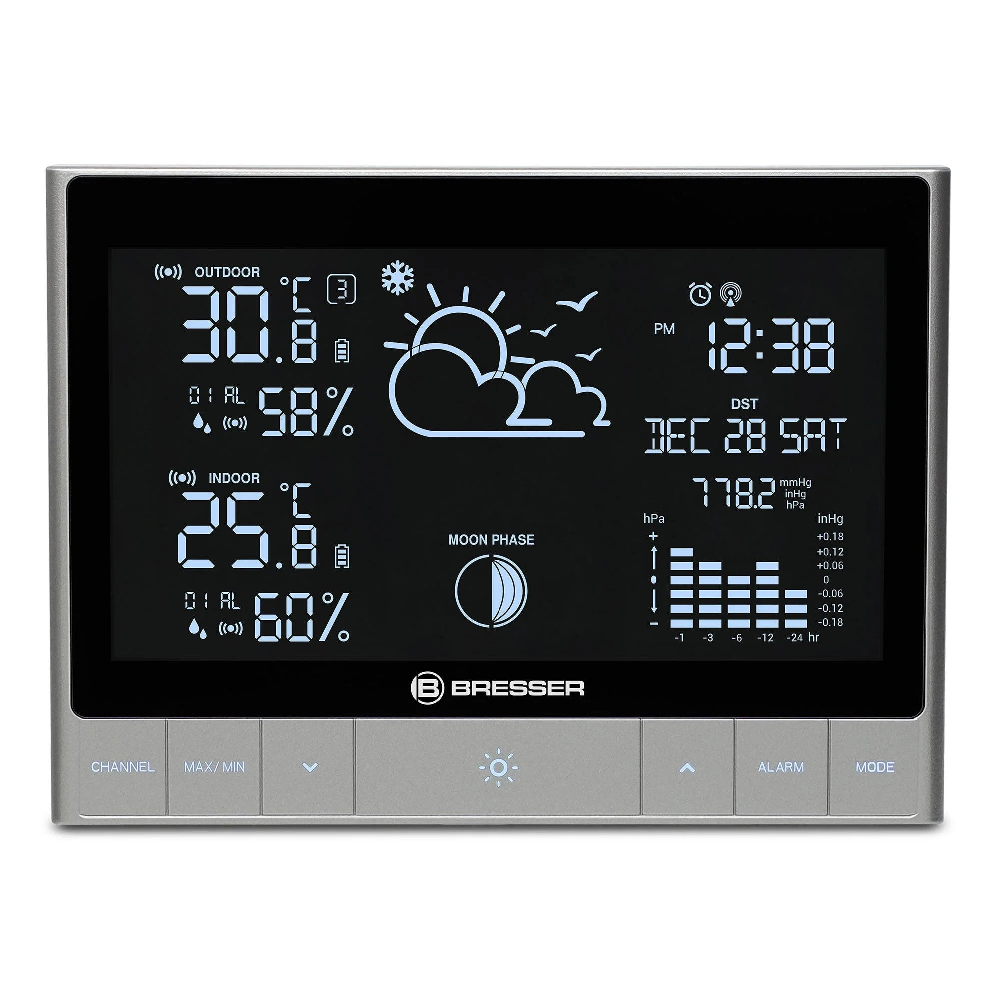 Station météo boutons tactiles - grand écran 17 cm - Moderne