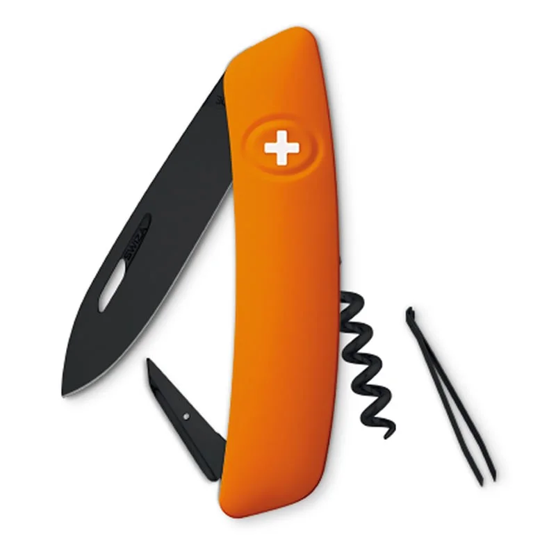 Swiza couteau suisse 6 fonctions D01 - ALLBLACK orange — vue 1