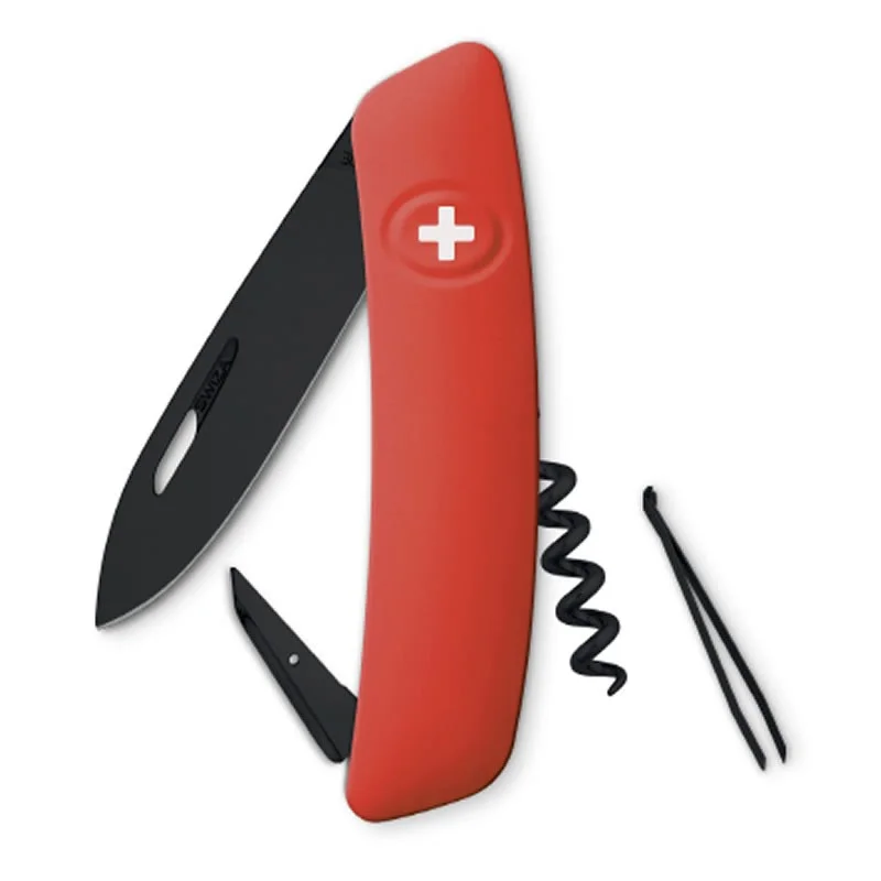 Swiza couteau suisse 6 fonctions D01 - ALLBLACK rouge