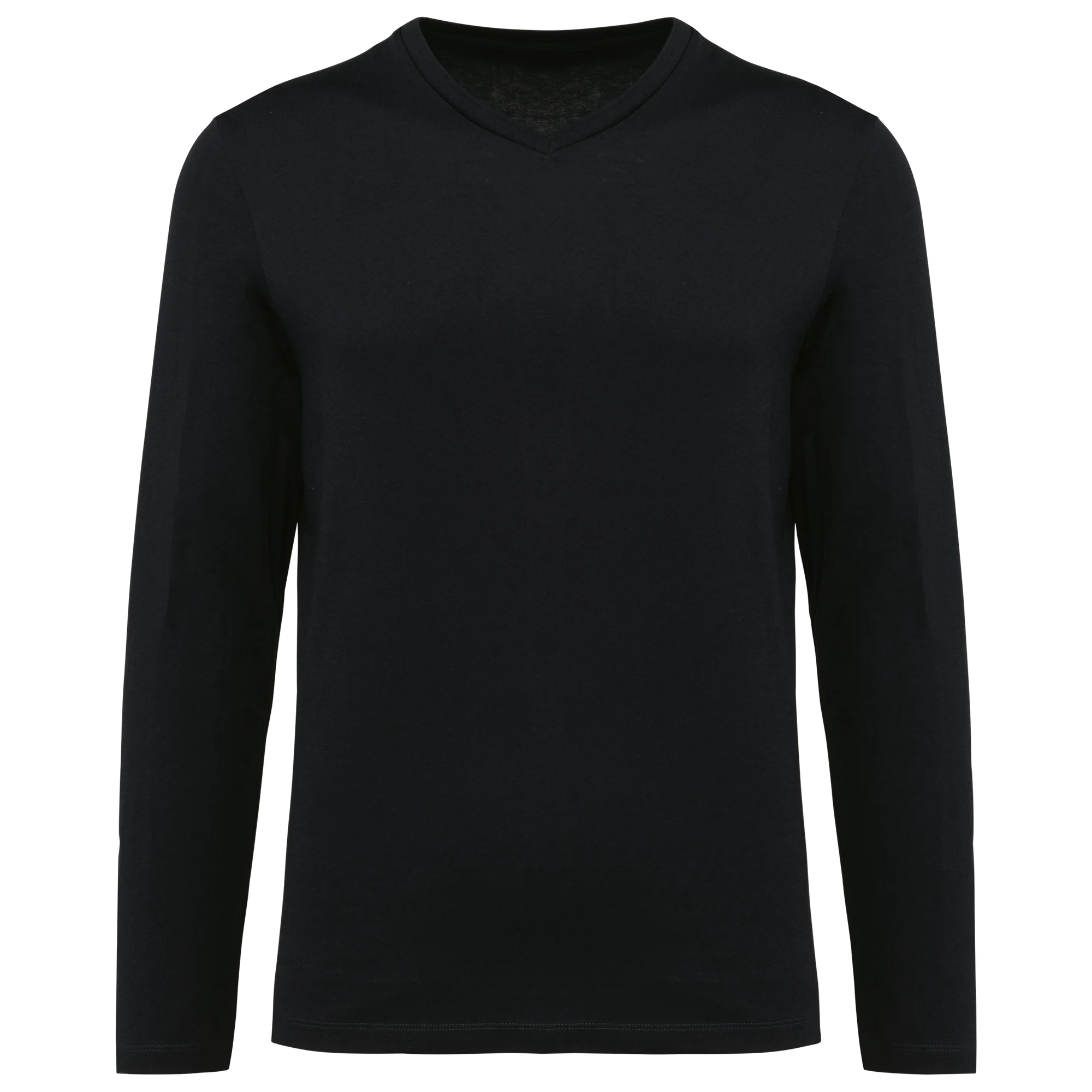 T-shirt Supima® col V manches longues homme — Black